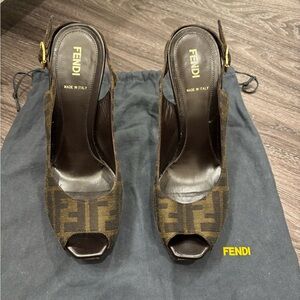 Fendi Black and Brown Platform Shoes Sz 38